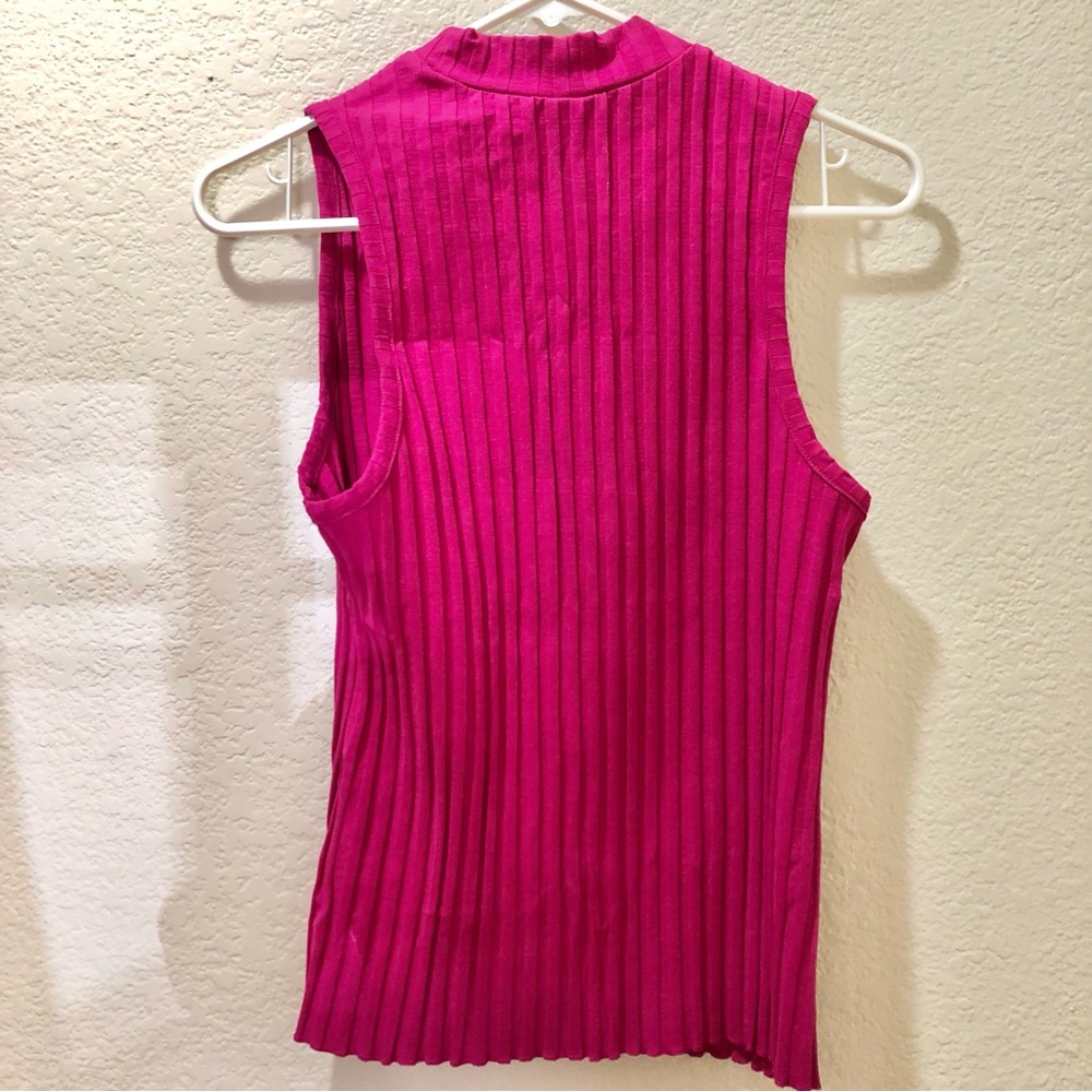 a new day Ribbed Mock Neck Sleeveless Tank - Fuchsia - Picture 2 of 2
